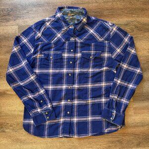 Jachs Girlfriend Casual Button Down Womens Large Purple Pink Plaid Flannel Shirt